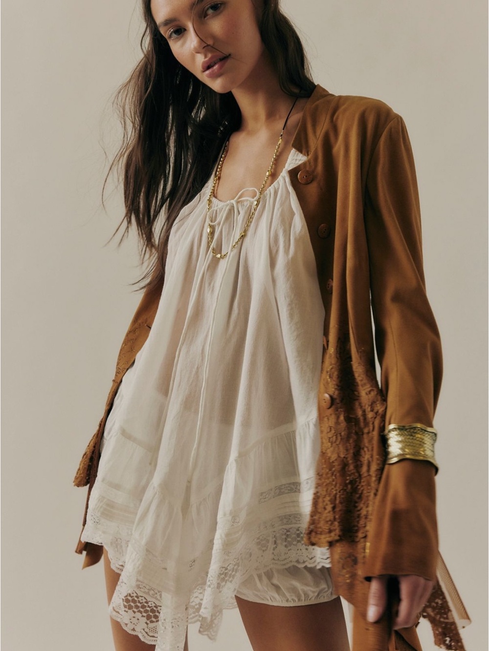 Free People Coretta Tunic with Lace Trim